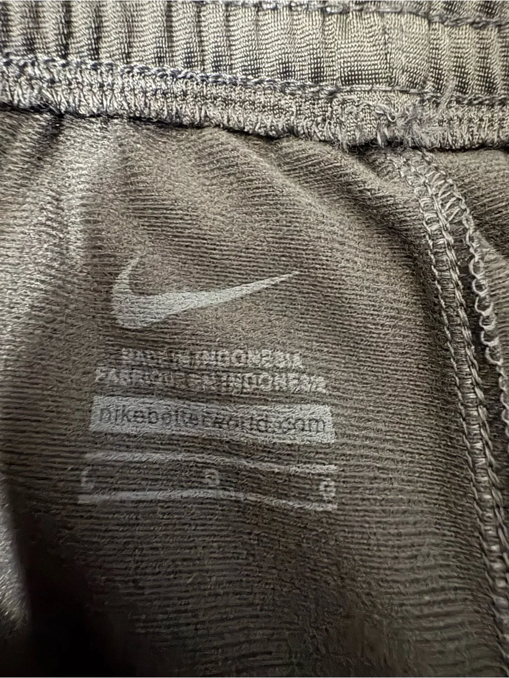 Nike Dark Gray Athletic Track Pants with White Stripe Accents - Mens Large